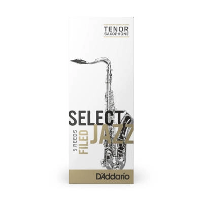 Select Jazz Tenor Sax Reeds, Filed, Strength 3 Strength Medium, 5-pack