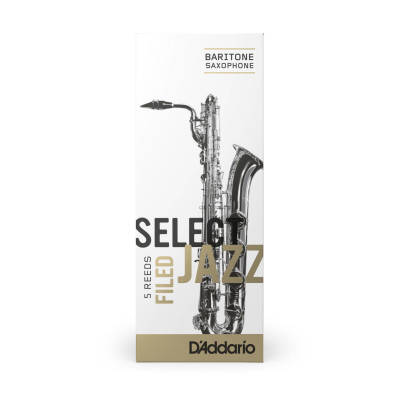 Select Jazz Baritone Sax Reeds, Filed, Strength 3 Strength Soft, 5-pack