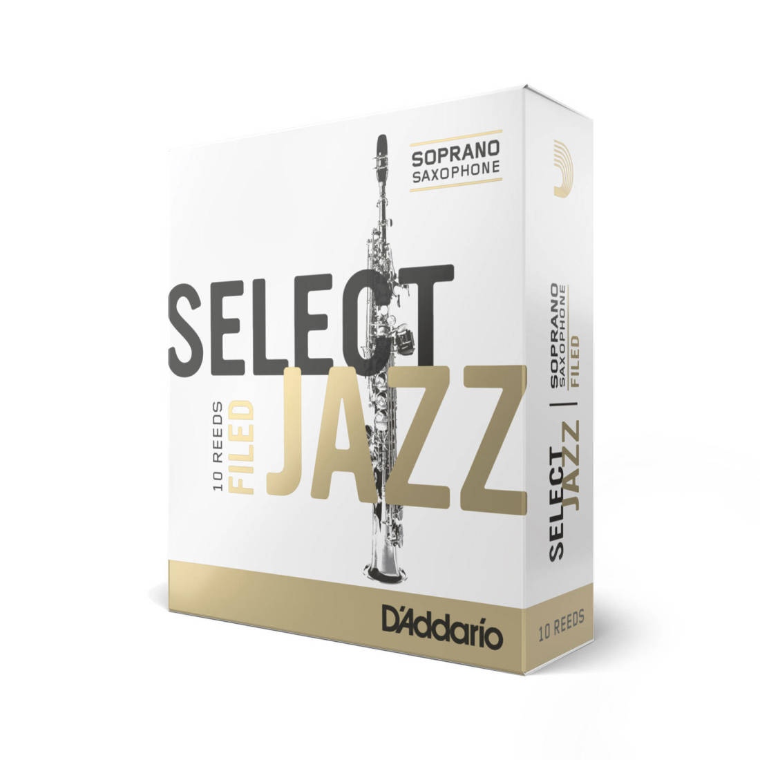 Select Jazz Soprano Sax Reeds, Filed, Strength 3 Strength Soft, 10-pack