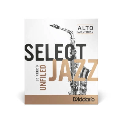 Select Jazz Alto Sax Reeds, Unfiled, Strength 3 Strength Medium, 10-pack