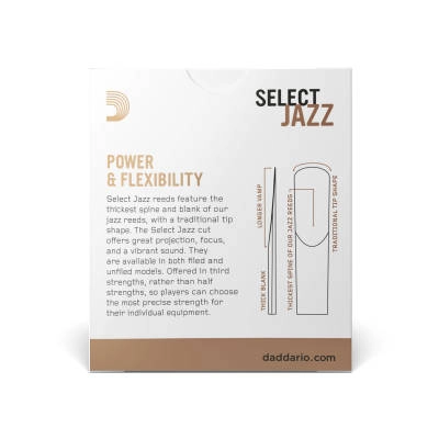 Select Jazz Alto Sax Reeds, Unfiled, Strength 3 Strength Medium, 10-pack