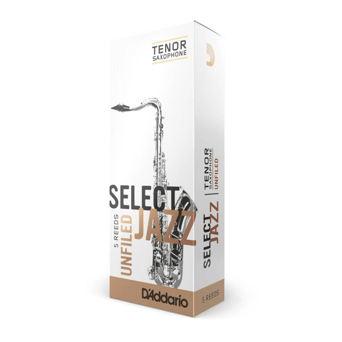 Select Jazz Tenor Sax Reeds, Unfiled, Strength 4 Strength Soft, 5-pack