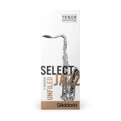 Select Jazz Tenor Sax Reeds, Unfiled, Strength 4 Strength Soft, 5-pack