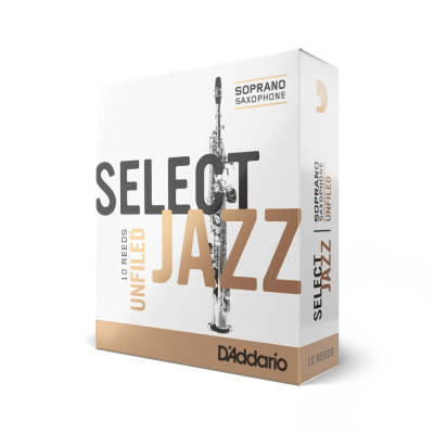 Select Jazz Soprano Sax Reeds, Unfiled, Strength 3 Strength Soft, 10-pack