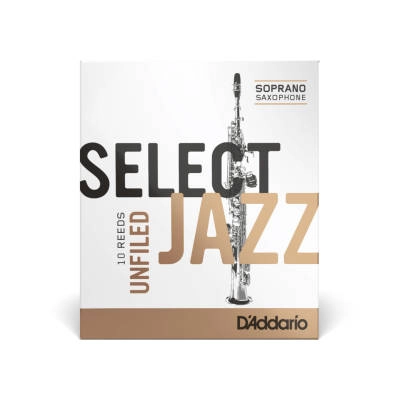 Select Jazz Soprano Sax Reeds, Unfiled, Strength 3 Strength Soft, 10-pack