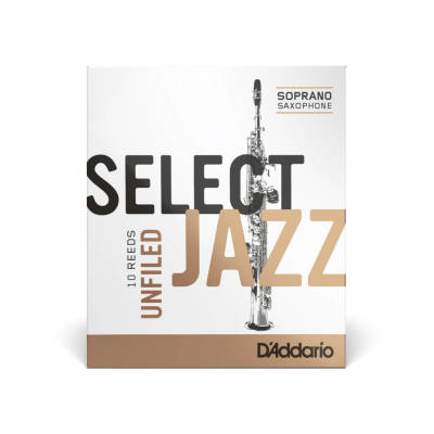 Select Jazz Soprano Sax Reeds, Unfiled, Strength 3 Strength Medium, 10-pack