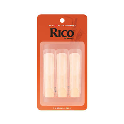 RICO by DAddario - Baritone Sax Reeds, Strength 2.0, 3-pack