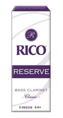 Rico Reserve Classic Bass Clarinet Reeds, Strength 3.0+, 5-pack