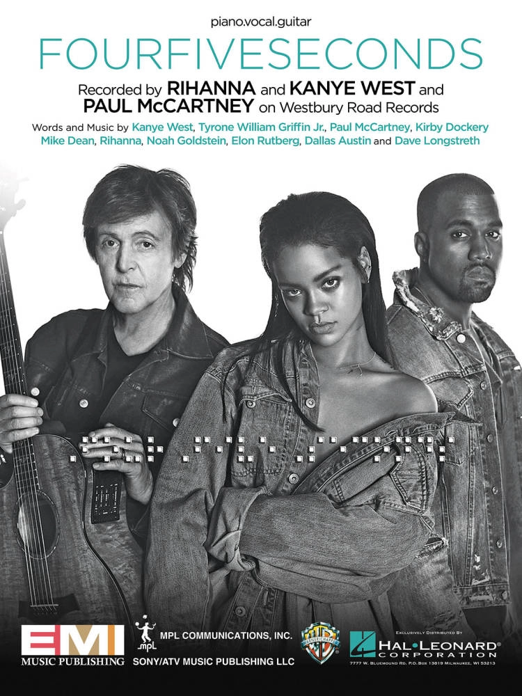 FourFiveSeconds - Rihanna/West/McCartney - Piano/Vocal/Guitar - Sheet Music