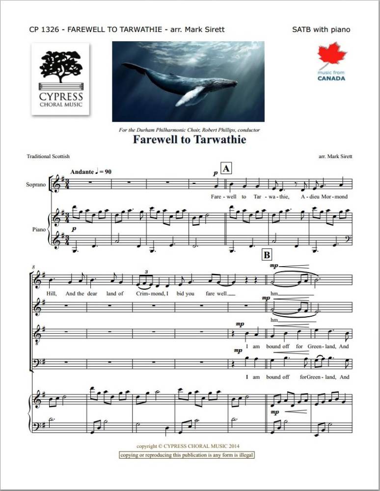 Farewell To Tarwathie - Traditional Scottish/Sirett - SATB