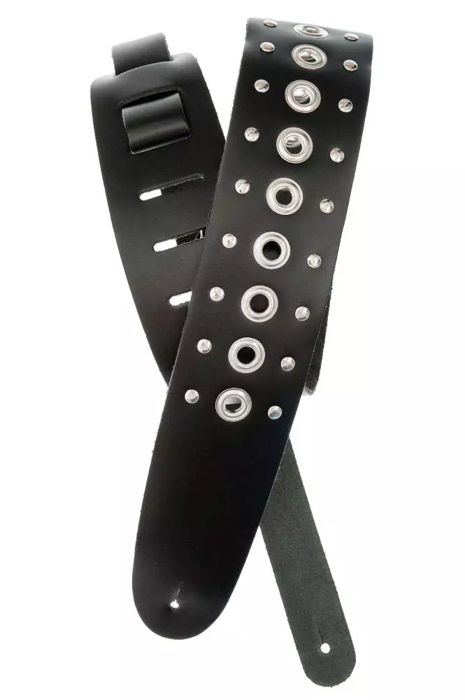 Metal Collection Leather Guitar Strap, Grommet 1