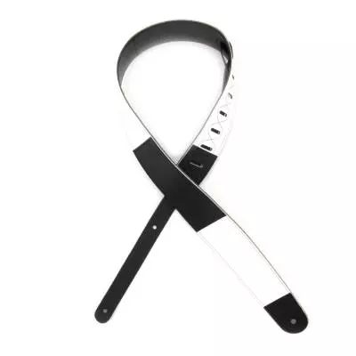 2.5\' Leather Guitar Strap, Horizontal Stripe - Black and White, by D\'Addario