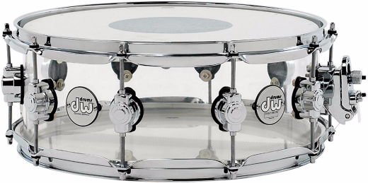 Drum Workshop - Design Series Acrylic 14x5.5 Inch Snare Drum w/ Chrome Hardware - Clear