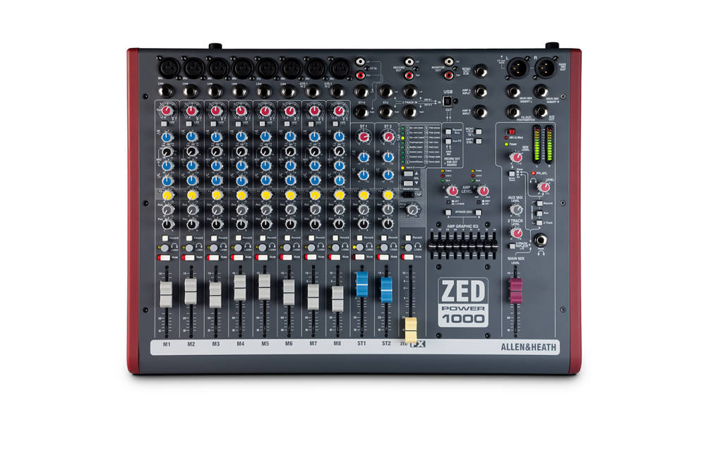 Allen & Heath 2x500 Watt Powered Mixer W/ 8 Mic Inputs