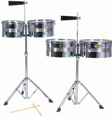Timbale Set 13\'\' & 14\'\' Steel Shells with Cowbell and Stand