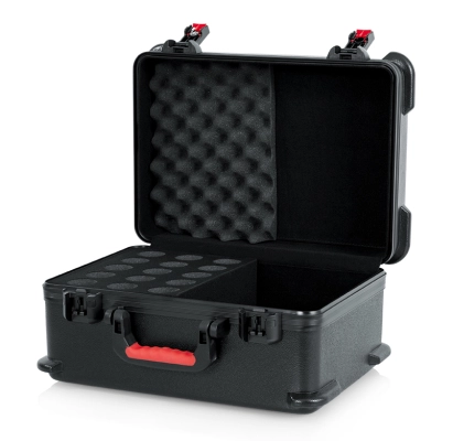 ATA Molded Case w/ Drops for 15 Mics; TSA Latches