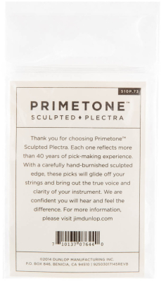 Primetone Standard Sculpted Plectra Picks with Grip (3 Pack) - 0.73mm