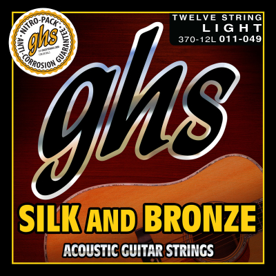 GHS Strings - Silk and Bronze 12 String Acoustic Guitar String Set - Light