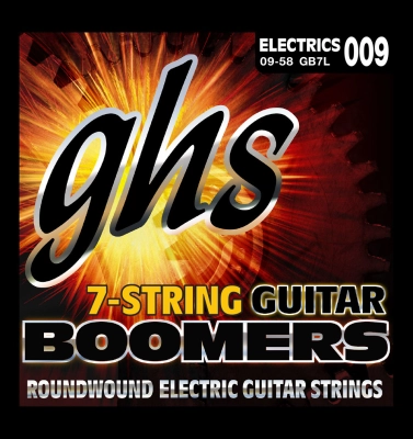 GHS Strings - 7 String Electric Guitar Boomers Roundwound - Light