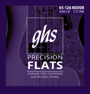 GHS Strings - Precision Flatwound Electric Bass Strings - Long Scale Plus (38 Winding) - Medium