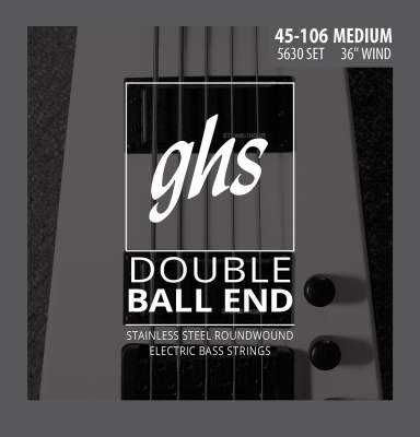 GHS Strings - Double Ball End Bass Strings Roundwound, Stainless Steel - Medium