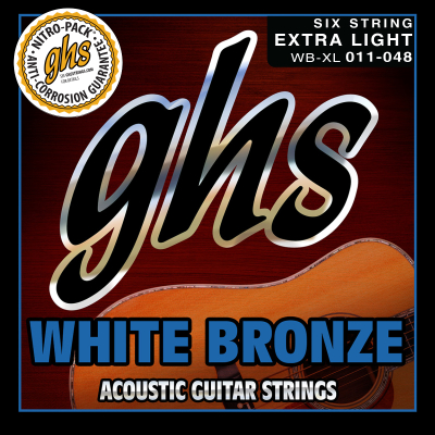 GHS Strings - White Bronze Acoustic Electric Guitar Strings - Extra Light