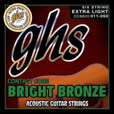 GHS Strings - Contact Core Bright Bronze Acoustic Guitar Strings - Extra Light