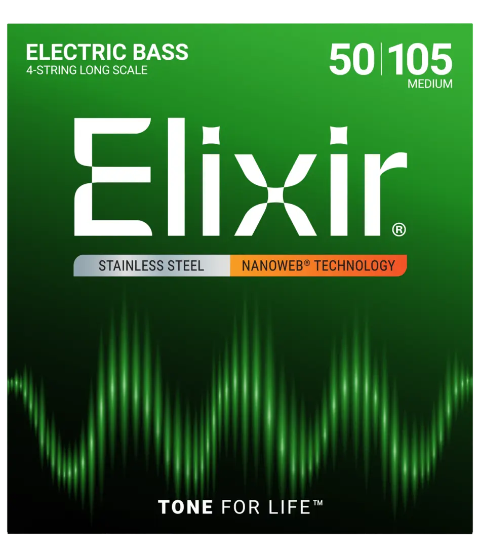 Stainless Steel 4-String Bass Strings w NANOWEB Technology, Long Scale, Medium (.050-.105)