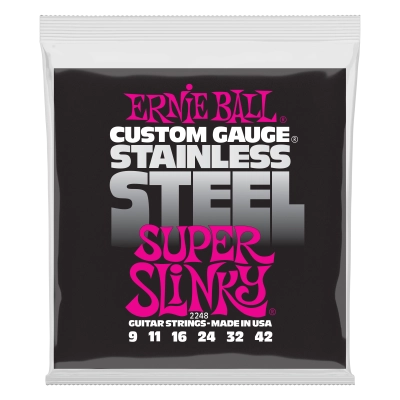 Ernie Ball - Super Slinky Stainless Steel Wound Electric Guitar Strings - 9-42