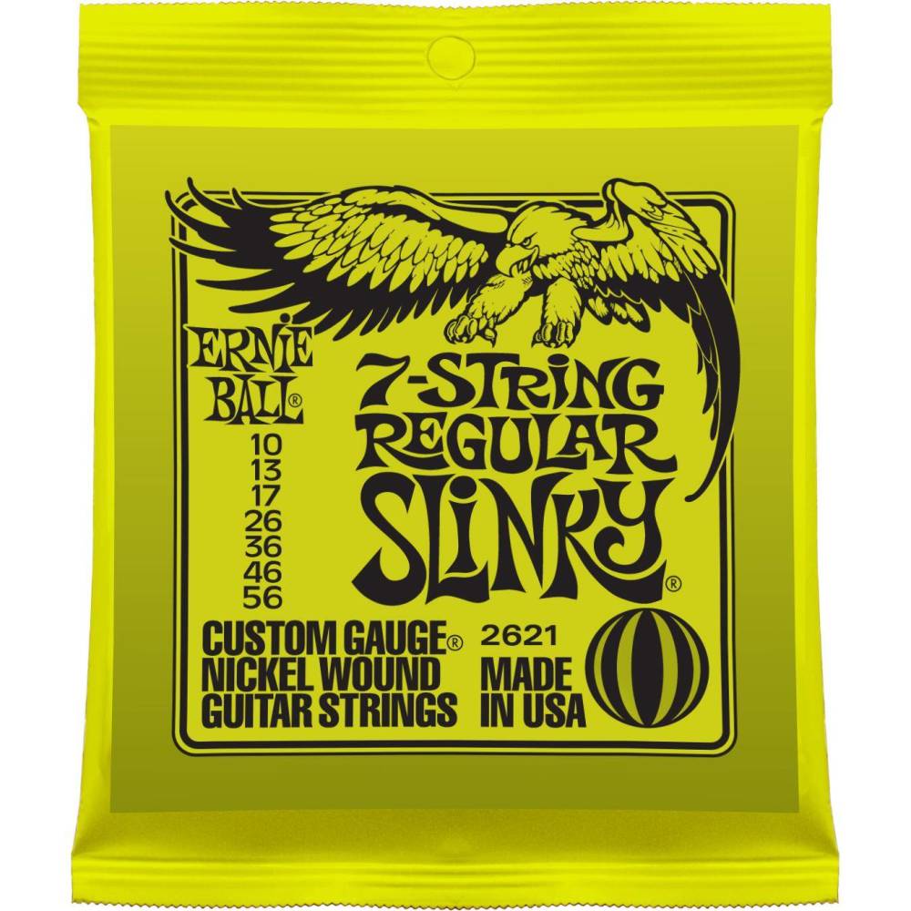 Nickel Wound Slinky 7 String Guitar Strings - Regular .010-.056