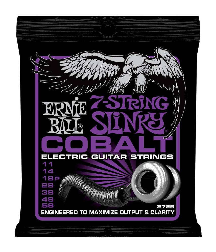 Ernie Ball Cobalt Slinky 7 String Guitar Strings Power .011.056 Long & McQuade