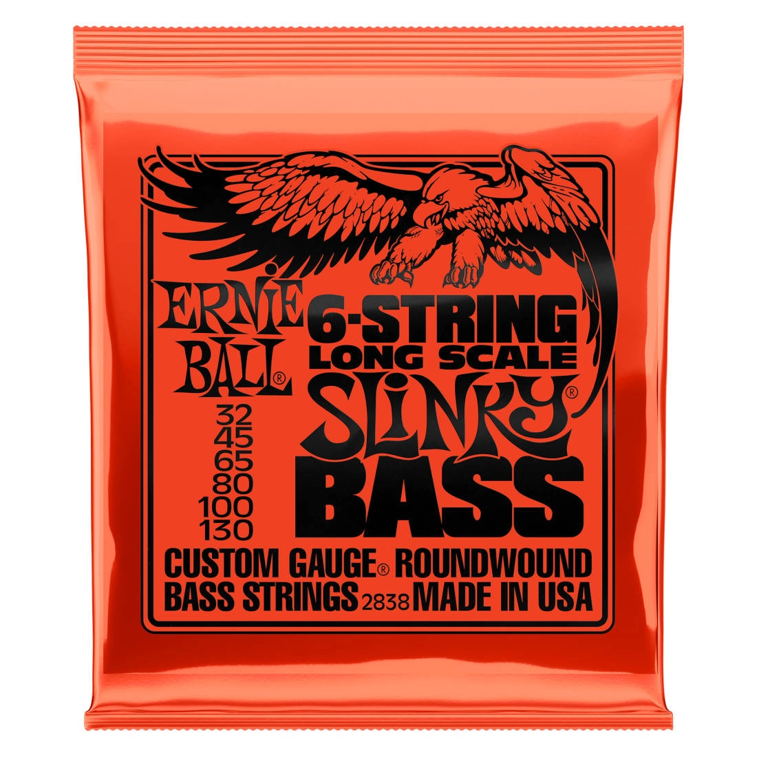 Nickel Wound Long Scale Slinky 6 String Bass Strings - .032-.130