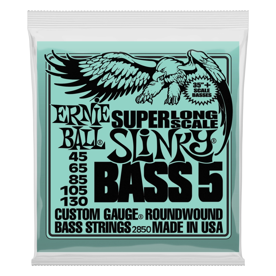 Nickel Wound Super Long Scale Slinky 5 String Bass Strings - .045-.130