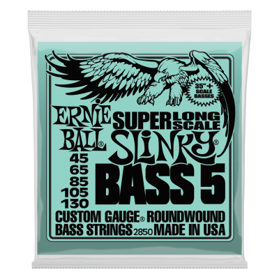 Ernie Ball - Nickel Wound Super Long Scale Slinky 5 String Bass Strings - .045-.130
