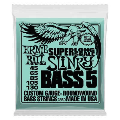 Ernie Ball - Nickel Wound Super Long Scale Slinky 5 String Bass Strings - .045-.130