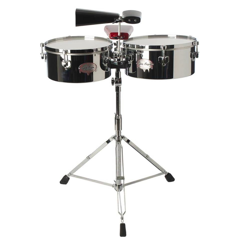 Tumbao 14/15\'\' Timbales Set w/Cowbell Holder