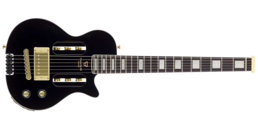EG-1 Custom V2 Electric Travel Guitar - Black w/ Gig Bag