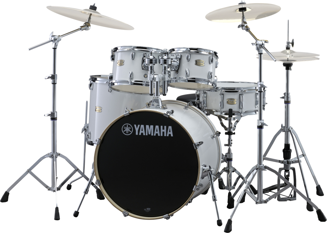 Stage Custom Birch 6-Piece Drum Kit (22,10,12,14,16,SD) with Hardware - Pure White