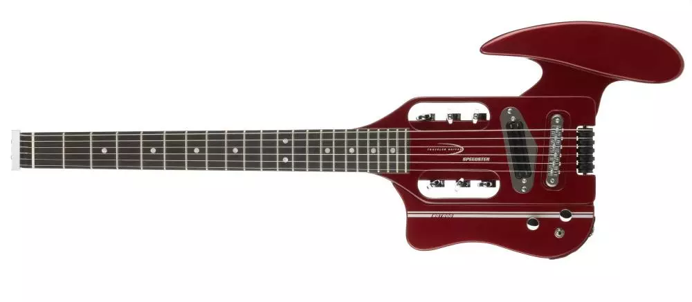Speedster Hot-Rod Left-Handed Electric Travel Guitar w/ Gig Bag - Red
