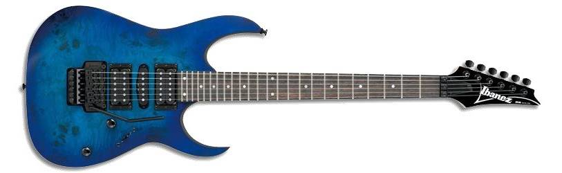 RG HSH Burl Top Electric Guitar - Sapphire Blue Flat