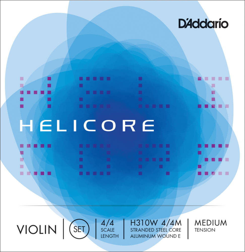 Helicore Violin Medium Tension Strings, Aluminum Wound E - 4/4