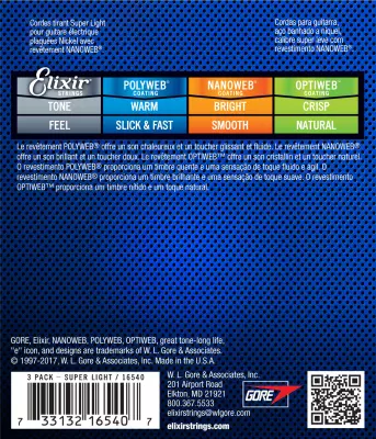 Super Light Nanoweb Electric Guitar Strings 9-42 - 3 Pack