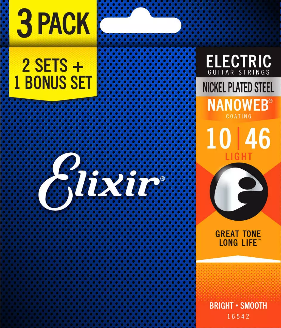 Light Nanoweb Electric Guitar Strings 10-46 - 3 Pack