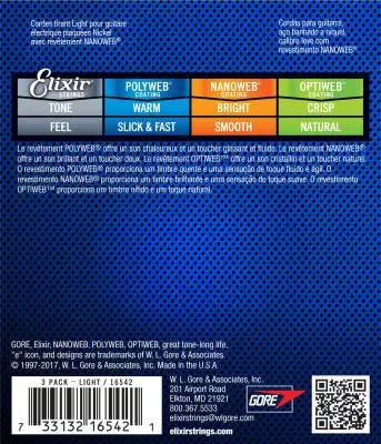 Light Nanoweb Electric Guitar Strings 10-46 - 3 Pack