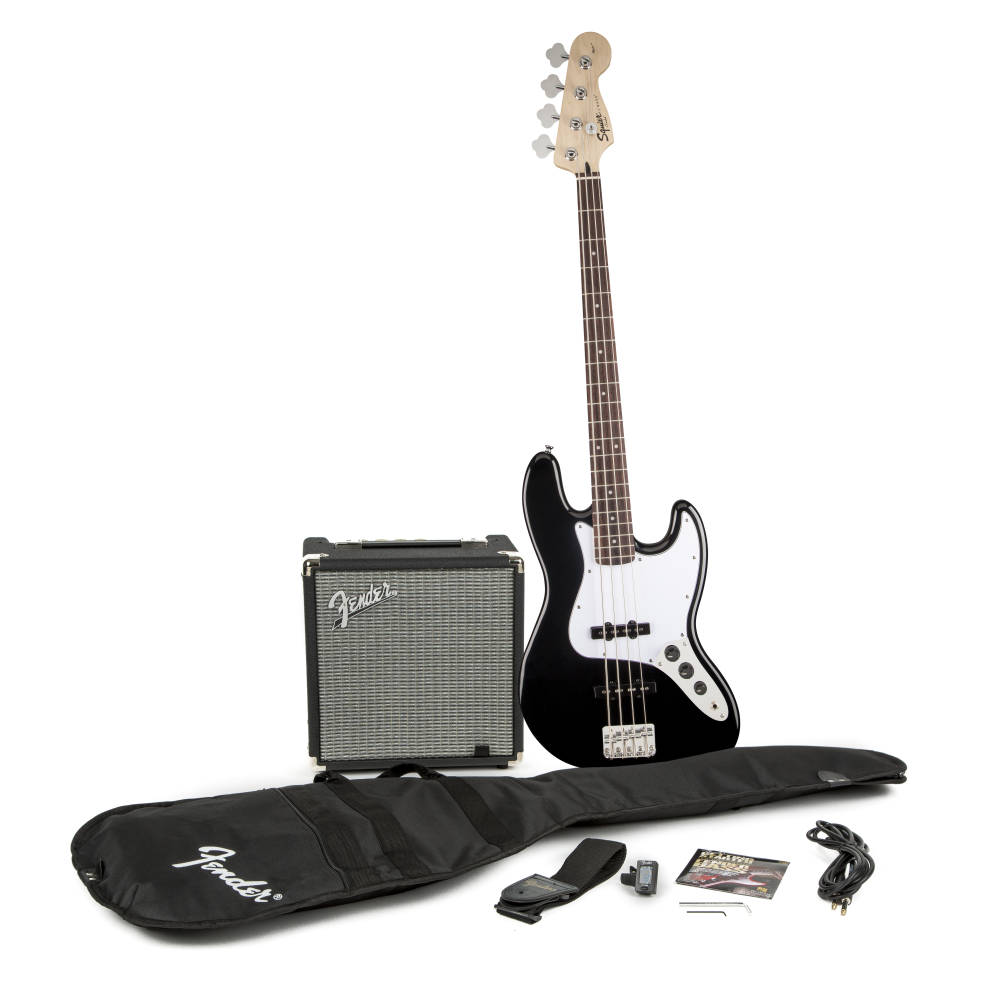 Affinity Series Jazz Bass Pack with Fender Rumble 15W Bass Amp - Black
