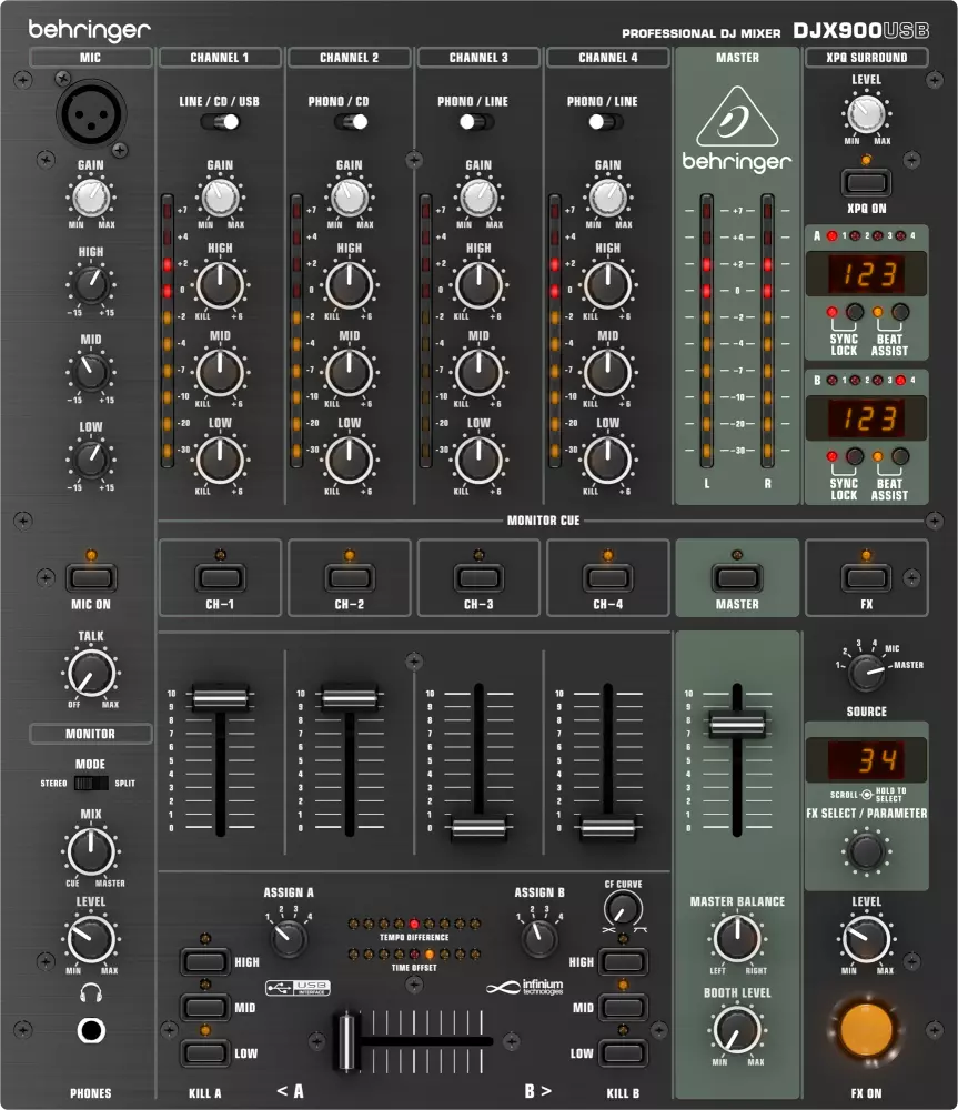 DJX900USB Professional 5-Channel DJ Mixer