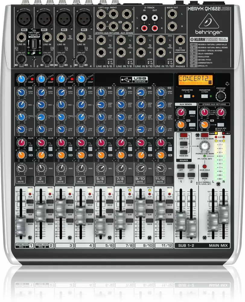 QX1622USB 16-Input USB Audio Mixer wtih Effects