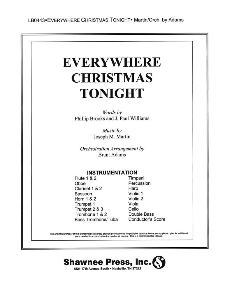 Everywhere Christmas Tonight - Williams/Brooks/Martin - Instrumental Accompaniment