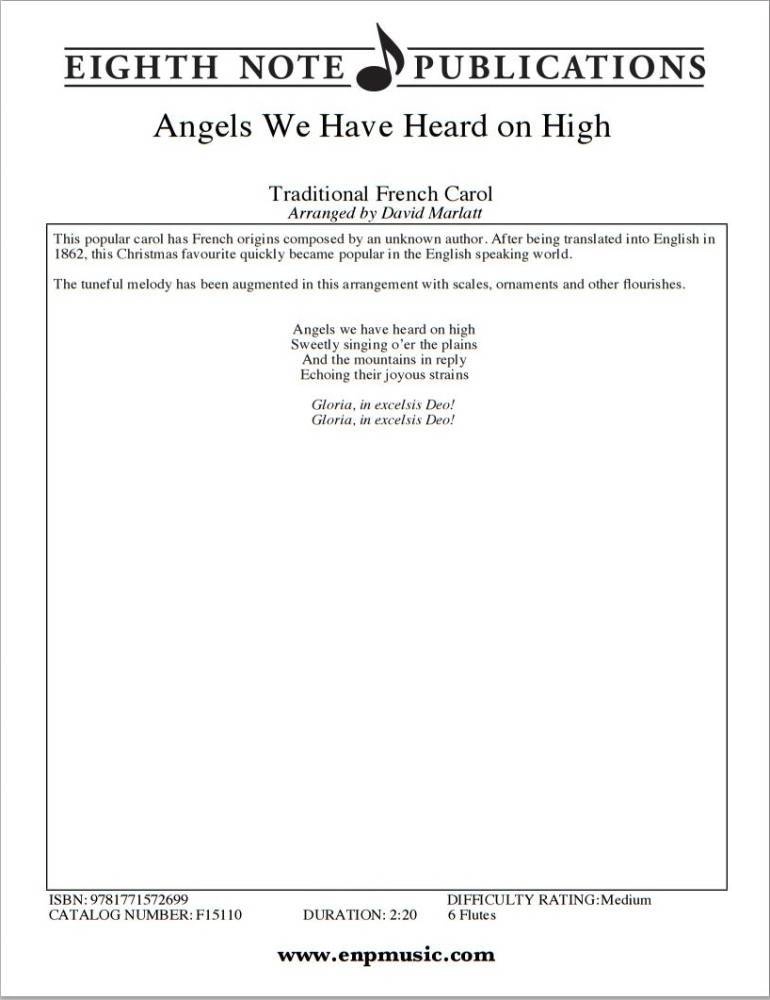 Angels We Have Heard on High - Traditional/Marlatt - 6 Flutes