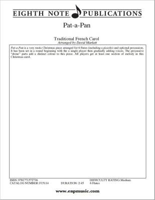 Eighth Note Publications - Pat-a-Pan - Traditional/Marlatt - 6 Flutes